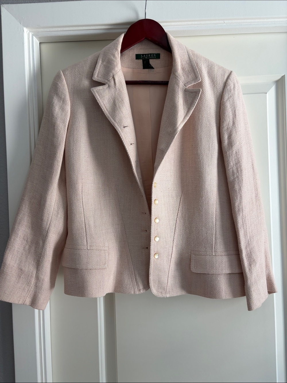 Lauren Ralph Lauren Pale Blush Tailored Notch Collar Blazer